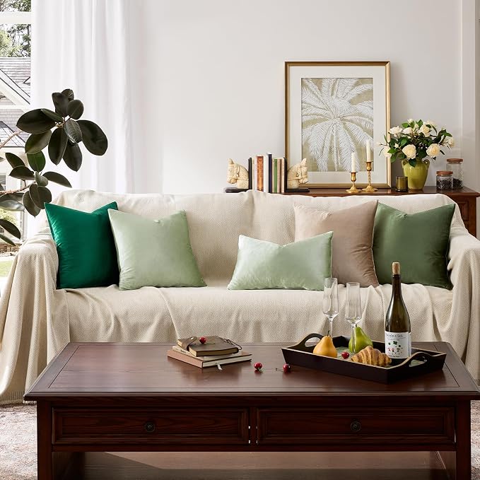 GIGIZAZA Sage Green Velvet Throw Pillow Covers 18x18 Pack of 2 | Decorative - Image 7