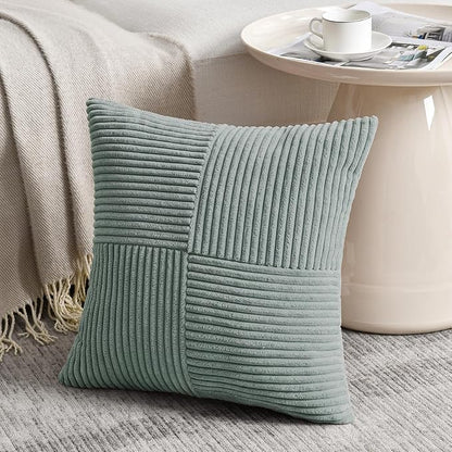 Fancy Homi 2 Packs Grey Blue Decorative Throw Pillow Covers 16x16 Inch - Image 2