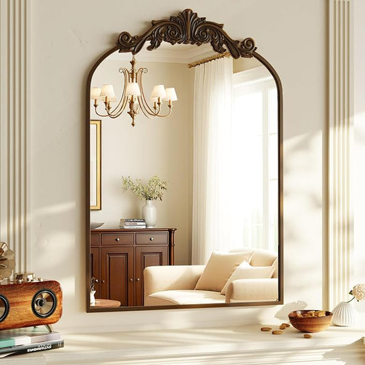 VooBang Vintage Arched Bathroom Mirror, 24x36 Inch Retro Wall Mounted Vanity by VooBang