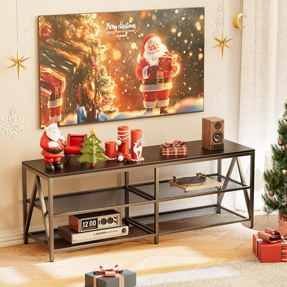 55 inch TV Stand with 3-Tier Open Shelf, Entertainment Center with Power - Image 3