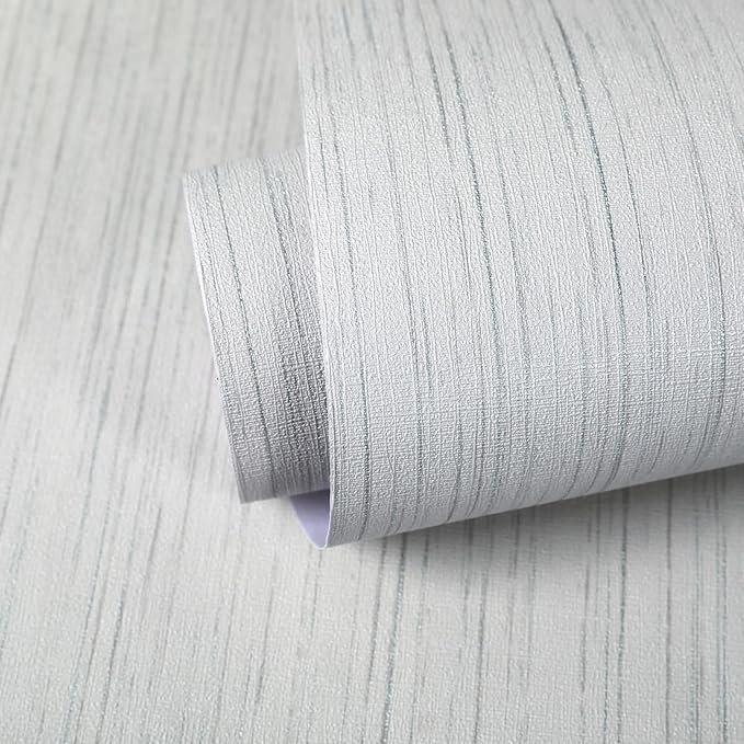 Beige Grey Grasscloth Peel and Stick Wallpaper 15.74" x 196.85" Boho Grass by MANONIRIA