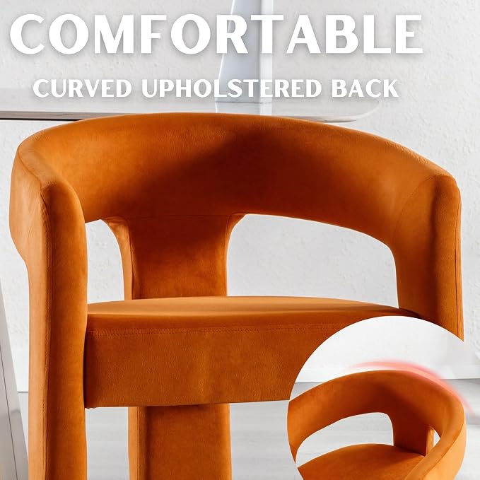 RIVOVA Modern Barrel Dining Chairs Set of 6, Velvet Upholstered Accent Side - Image 4