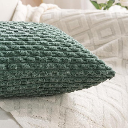 Set of 4 Teal Green Decorative Throw Pillow Covers 24x24 Inch Corduroy Pillow - Image 6