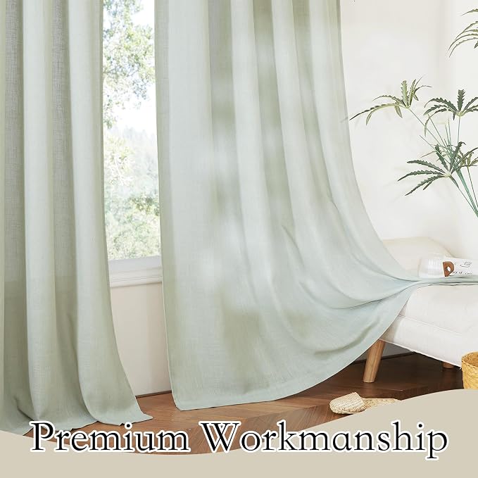 RYB HOME Short Linen Sheer Curtains - Image 5