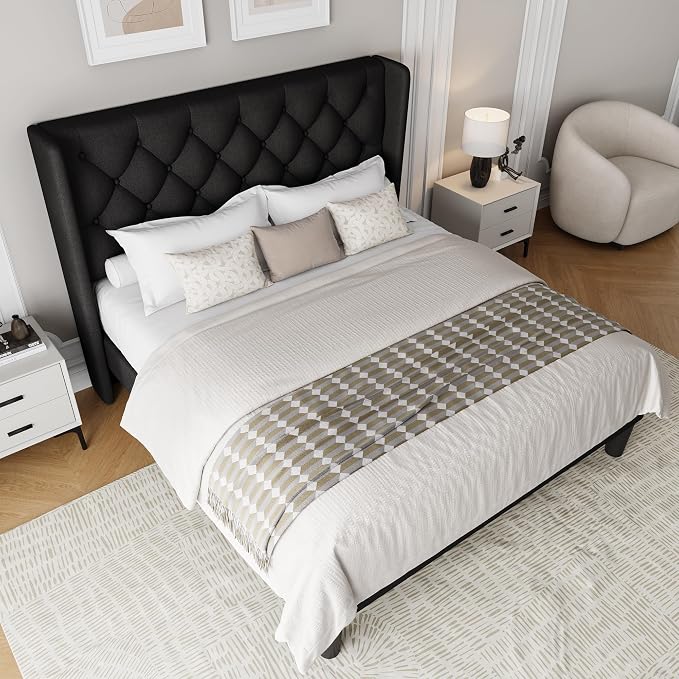 Einhomn Black Queen Size Platform Bed Frame - Image 8