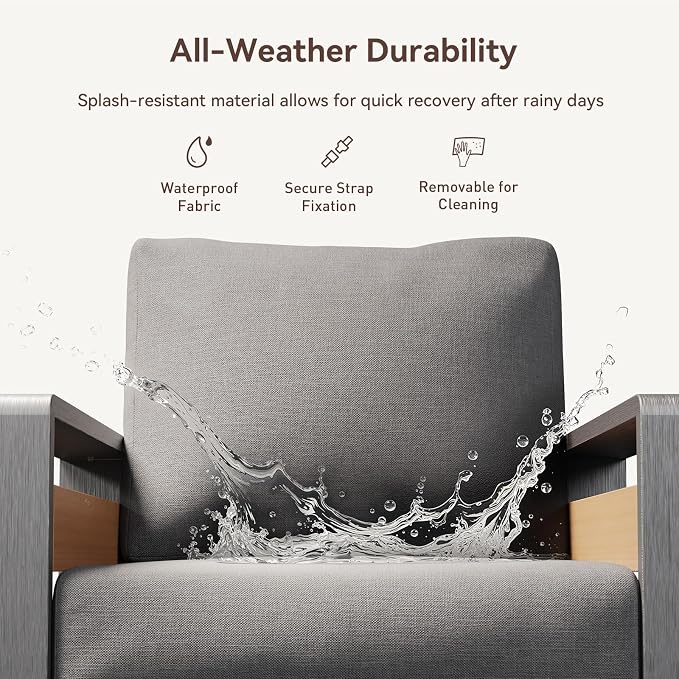 Aoxun Aluminum Patio Furniture Set, 7 Seats Luxury Metal Patio Furniture - Image 6