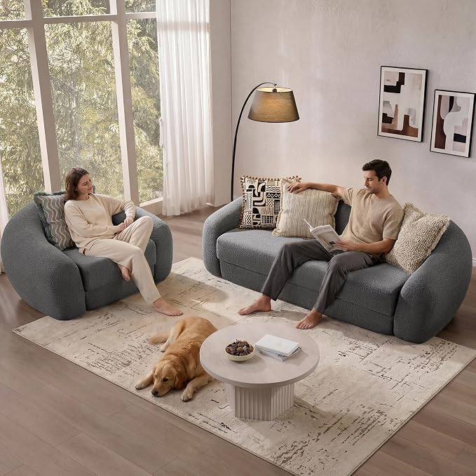 SICOTAS 49.9" Curved Convertible Sofa Couch Bed - Image 7