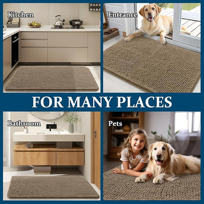 OLANLY Dog Door Mat for Muddy Paws 47x32, Super Absorbent Chenille Mud Mat | Tan - Image 8