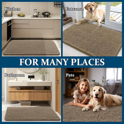 OLANLY Dog Door Mat for Muddy Paws 59x20, Super Absorbent Chenille Mud Mat | Tan - Image 8