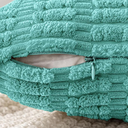 MIULEE Corduroy Decorative Throw Pillow Covers 20x20 Aqua Green Pack of 2 | - Image 5