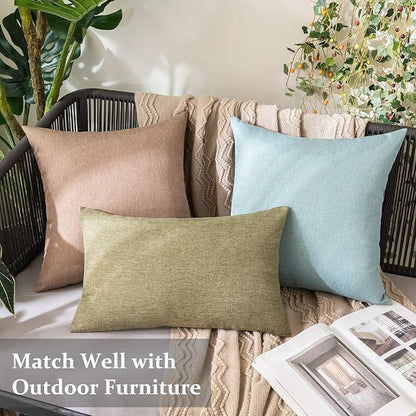 MIULEE Pack of 2 Decorative Outdoor Solid Waterproof Throw Pillow Covers Faux - Image 2
