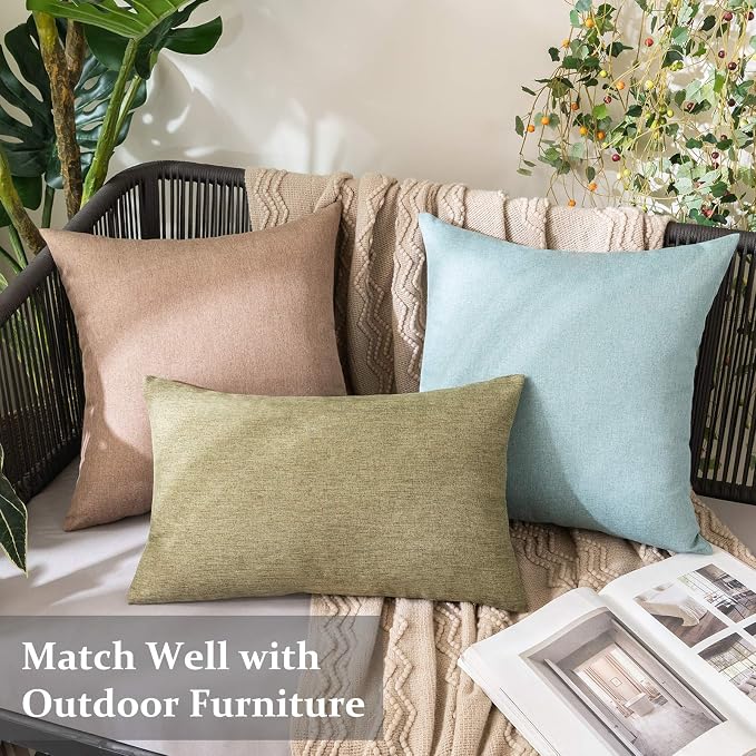MIULEE Pack of 2 Decorative Outdoor Solid Waterproof Throw Pillow Covers Faux - Image 4