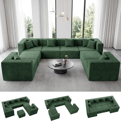 MONVANE Modular Sectional Sofa, Oversized 8 Seat Convertible U Shaped Couch by MONVANE