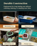 Caraway 25pc Glass Food Storage Set - Storage Containers for Food - Non-Toxic Ceramic-Coated Glass - Air Release Technology - Compact & Stackable Design - Sage