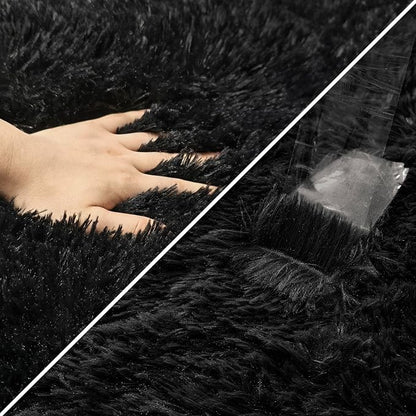 2x10 Bedside Area Rugs for Bedroom Soft Fluffy Shag Black Rug for Hallway - Image 6