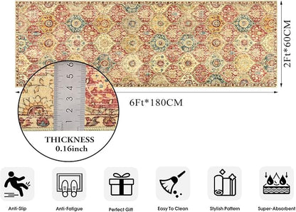 Lahome Moroccan Washable Runner Rug, 2x6 Soft Kitchen Runners - Image 2