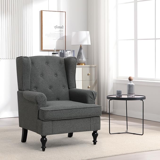 Accent Chair for Living Room, Mid Century Modern Upholstered Armchair, Wingback - Image 8