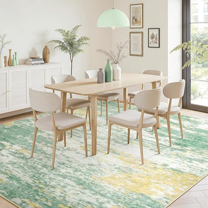 9x12 Area Rug for Living Room, Abstract Washable Large Rugs, Light Green | Soft - Image 3