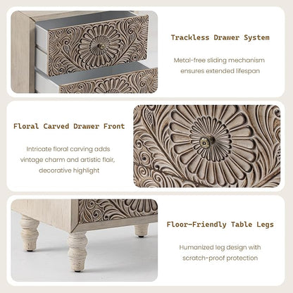 SUNBURY Nightstand w 2 Drawers, End Table Living Room Small Side Table - Image 4