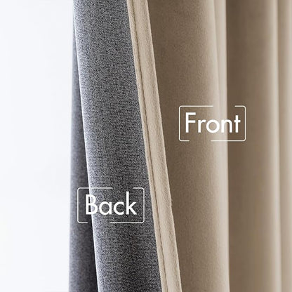 MIULEE Velvet Curtains 52x84 inches 2 Panels Cream Beige Blackout Curtains | - Image 6