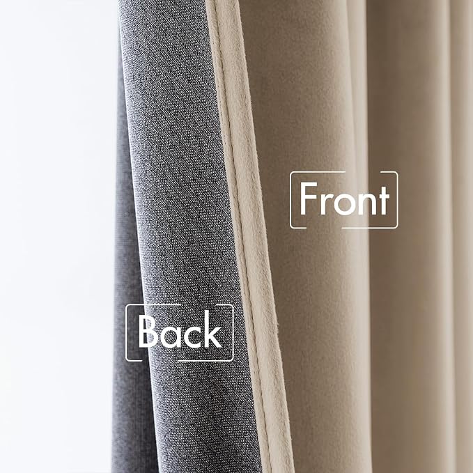 MIULEE Velvet Curtains 52x96 inches 2 Panels Cream Beige Blackout Curtains | - Image 6
