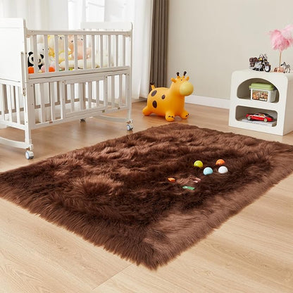 EasyJoy Ultra Soft Fluffy Shaggy Area Rug Faux Fur Rug Chair Cover Seat Pad - Image 6