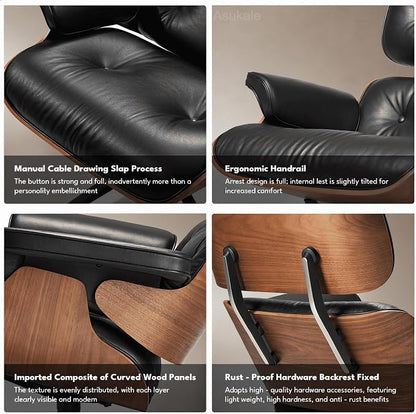 Black PU Leather, Mid Century Chaise Lounge Chair Indoor, Chair - Image 9