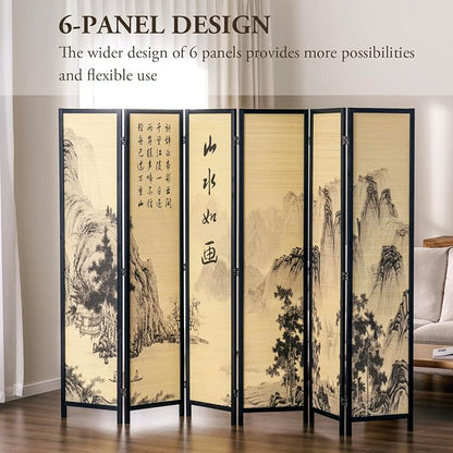 MyGift Decorative 6 Panel Folding Room Divider Bamboo Screen - Image 3