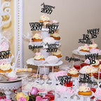 Gyufise 30Pcs Vintage 2007 Cupcake Toppers Glitter Eighteen Happy 18th Cupcake Picks Happy 18th Birthday Cake Decorations for Happy 18th Birthday Fabulous Anniversary Party Supplies Black
