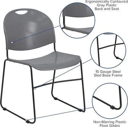 Flash Furniture 4 Pack HERCULES Series 880 lb. Capacity Gray Ultra-Compact - Image 4