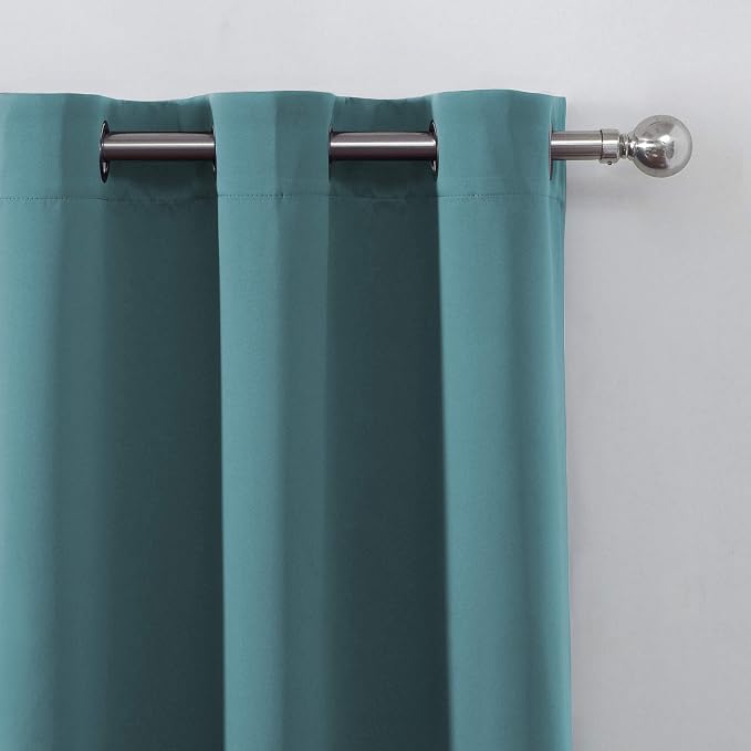 Blackout Curtains 66 x 84 inch/Sea Teal Curtains Set of 2 Panels/Thermal - Image 7