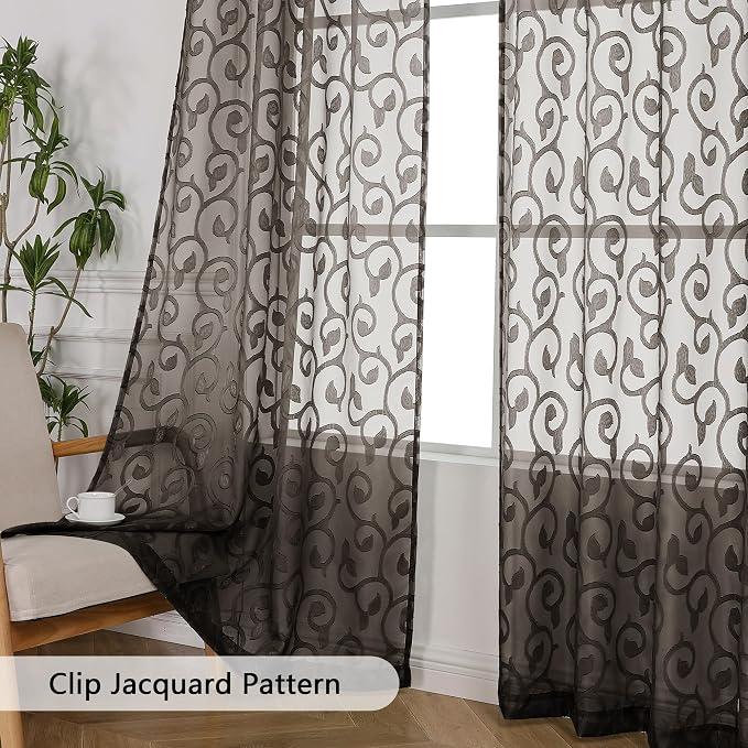 Furman Chocolate Sheer Curtains 63 inch Length - Image 4
