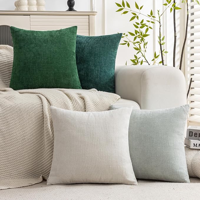 Set of 4 Soft Textured Decorative Throw Pillow Covers 24x24 Inch Cozy Farmhouse - Image 2