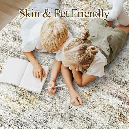 Soalmost 10x14 Area Rugs for Living Room Washable Rug Non-Slip Gray/Rust | - Image 3