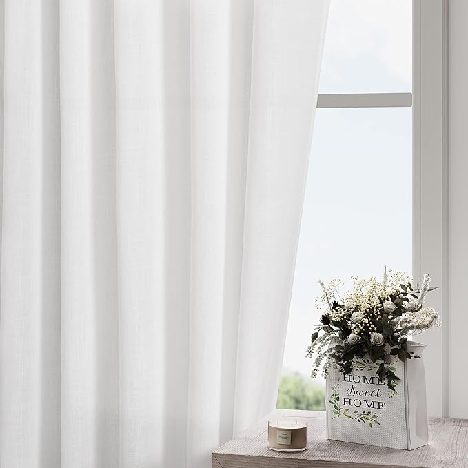 White Linen Curtains 89 Inches Long - Image 2