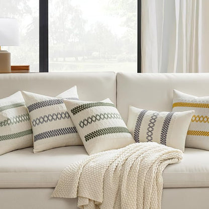 MIULEE Set of 2 Gray Boho Decorative Lumbar Pillow Covers 12x20 Inch | - Image 2