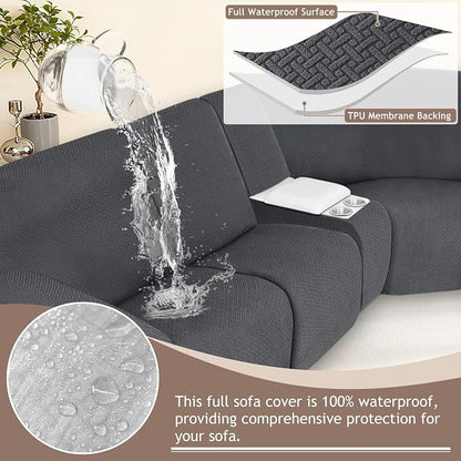 ALIECOM 100% Waterproof Recliner Sectional Couch Covers L Shape Stretch Corner - Image 4