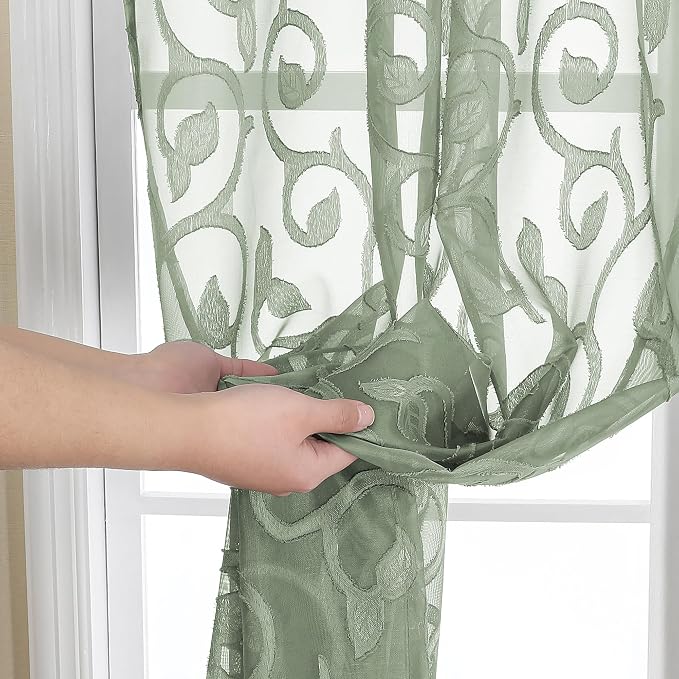 Furman Sheer Sage Green Curtains 84 inches Long - Image 6