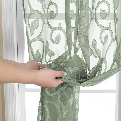 Furman Cafe Curtains 30 Inch Length 2 Panels Set, Elegant Geometric Jacquard - Image 6
