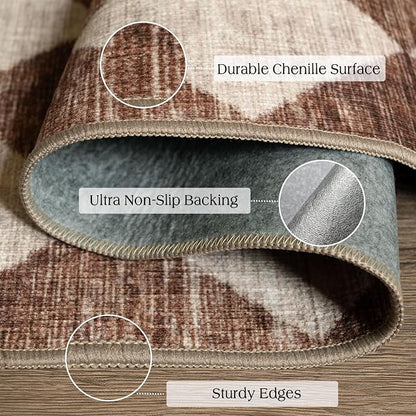 Brown Beige Checkered Entry Rug - Image 3