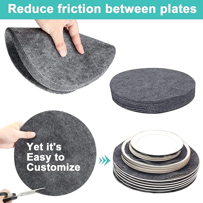 Homyfort China Storage Containers - Dinner Plate Storage with Lid, Handles, Hard Shell Dinnerware Protectors for Moving Bowls, Saucer, Padded Protective Storage, 12x12, 2 Pack