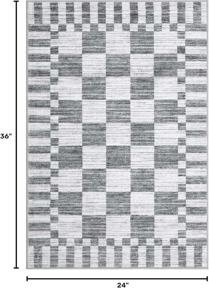 GarveeHome Checkered Washable 2x3 Rug Small Area Rugs Non-Slip - Image 2