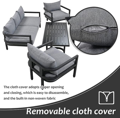 4-Piece Outdoor Steel Sofa Set, All Weather Patio Conversation Set - Image 5