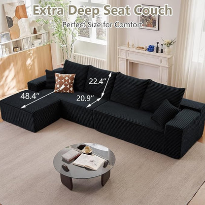 140" Sectional Cloud Couch for Living Room, Modular Floor Deep-Seat Sofa - Image 6