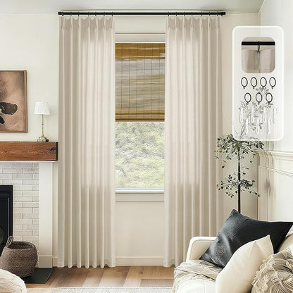 Greige Linen Curtains 96 Inches Long Memory Trained Pinch Pleated | Greyish - Image 8