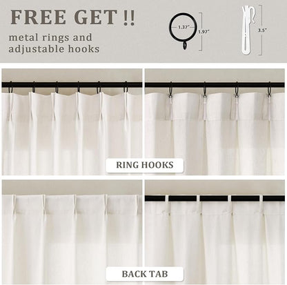 Cream Pinch Pleated 90 Inch Curtains Semi Sheer Light Filtering | Ivory - Image 4