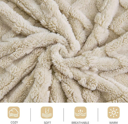 Aganear Fleece Throw Blanket for Couch Sofa 60"x80" Khaki | Lightweight Fuzzy - Image 9