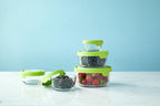 Anchor Hocking TrueSeal Glass Food Storage Containers with Lids, Green, 10-Piece Set