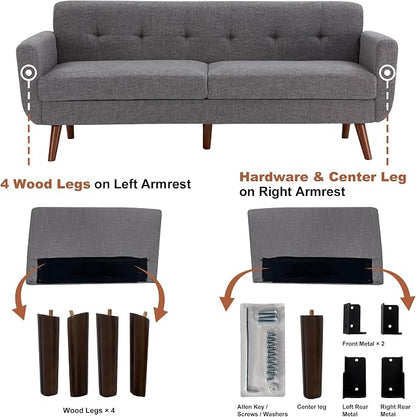 Kingfun 77.2" W Loveseat Sofa, Mid Century Modern Decor Love Seat Couches - Image 8