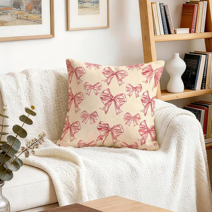 OBSEDE Cute Pink Bow Decorative Throw Pillow Covers 18 × 18 in, Couch Cushion - Image 8